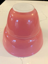 Vintage PYREX PINK FLAMINGO 401 & 403 Nesting Mixing Bowls 1956-1962 Ecellent picture