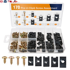 170Pcs Car U-Clip and Screw Assortment Kit 9 Different Sizes Automotive U Nut an picture