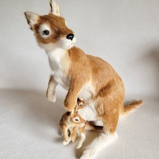 Kangaroo with Joey's 100% real animal furr Realistic Animals Collectibles Rare picture