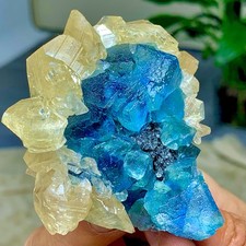 194G Natural Morandi blue-green Fluorite calcite Mineral Sample/Fujian picture