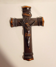 Vtg Philadelphia Casket Co Heavy Metal Crucifix Cross Wall Hanging PHILA 12 9.5