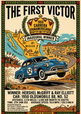 1950 Carrera Panamericana Winner Poster 13x19 – Oldsmobile 88 No. 52 Vintage picture
