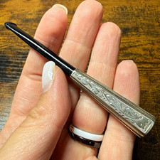 Vintage 835 Silver Cigarette Holder Engraved Tobacco Mouthpiece 6g Marked 835 picture