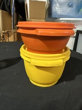 Vintage Tupperware Servalier Containers with Lids Orange & Yellow 885 -1323 picture
