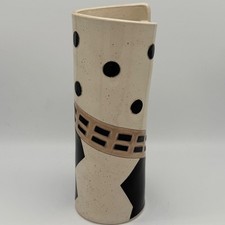 Vintage 1998 Signed Studio Pottery Vase Post Modern Asymmetrical Rounded 11