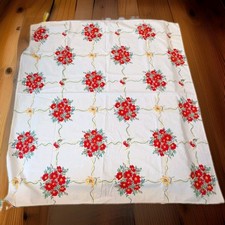 VTG 1950s Wilendur (Or Style) Primrose And Cherry Tablecloth Cotton 48