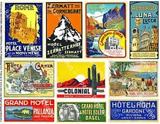 Hotel Luggage Labels, 2 Sticker Sheets, REPRODUCTIONS Labels, Vintage Travel Tag picture