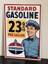 Hi Gloss Standard Gasoline Vintage Style Metal Sign Advertising With Prices picture