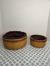 Longaberger Vintage 2000 Basket Set Of 2 Holiday Edition With Fabric Liners picture
