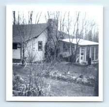 Old Vintage Square Photo HOUSE TREES AND YARD SNAPSHOT PHOTOGRAPH PICTURE picture