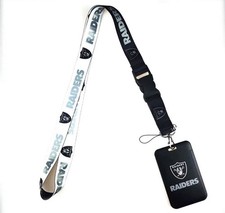 Las Vegas/Oakland Raiders NFL Lanyard w/ ID Badge Holder Reversible 2-Sided picture