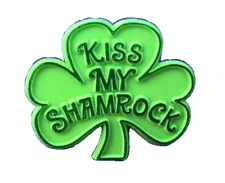 Hallmark PIN St Patrick Vintage SHAMROCK KISS MY 1982 Irish Holiday Brooch picture