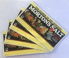 Vintage 1920s Mortons Salt 4 Ink Blotters NOS Vegetable Parade Ad 6.25”x3.25” picture