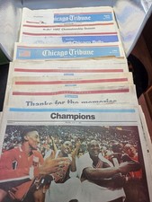 Chicago Tribune Bulls Championships & Michael Jordan Newspaper Lot of 8 1991-97 picture