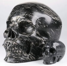 Black Network Jasper Crystal Skull- Reiki- Mineral- Healing-Quartz-Realistic picture