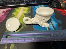 Vintage Pisello White Art Glass Dolphin Lidded Mustard Dish/Salt Dip 1983 picture