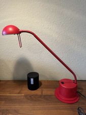 Rare 1980s Pink Red Halogen Desk Lamp: Post Modern Memphis Milano Task Lighting picture
