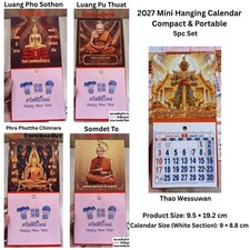 2027 Thai Mini Hanging Calendar Set 5 Buddhist Lucky Fortune Portable Calendar picture