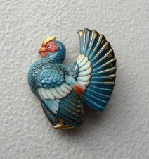VINTAGE ARITA PORCELAIN TOSHIKANE BUTTON FIGURAL ROOSTER or TURKEY ? BIRD picture