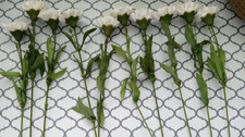 10 Vintage Ceramic Porcelain Carnations Flowers 12” Bendable Stems MINT picture
