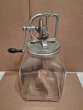 Antique Dazey No. 80 Glass Butter Churn Hand Crank Wooden Paddles St. Louis MO picture
