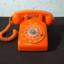 Vintage ITT Orange Rotary Dial Desk Telephone 1970s Retro Untested picture