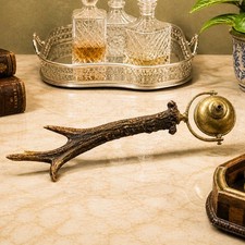 Amazing Antique Antler Brass Gimbel Cigar Lighter Tobacciana Rustic picture