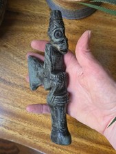 Vtg Mid Century Replica Carved Stone Pre-Columbian Monkey Shaman Ritual Sceptor picture