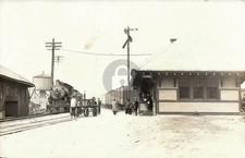 1924 NYC Railroad Station Adams NY New York Wagons People Train RPPC COPY picture