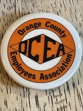 Vintage County of Orange California Employee Association OCEA Pin Back Button picture