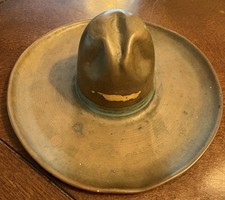 Vintage Cowboy Hat Tin Ashtray 5” x 2.5”- Western,  Ash Bowl, Copper picture