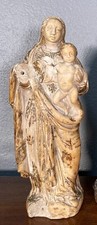 Antique 16th C. Alabaster Virgin Mary Christ Child Carved Statue Figure Spanish picture