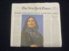 2020 AUGUST 12 NEW YORK TIMES - KAMALA HARRIS NAMED VICE PRESIDENTIAL CANDIDATE picture
