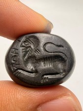 Ancient Roman Sassan King Sphinx Garnet Stone Seal Stamp Bead picture