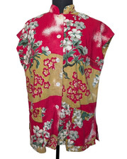 Kahala 40s 50s Vintage Hawaiian Shirt Blouse Mandarin Women Workwear Pockets XL picture
