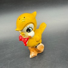 Vintage Yellow Bird Shaker Red Polka Dot Bow Tie Anthropomorphic Kitsch READ picture