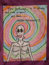 Vintage Style Halloween Greeting Card - Cute and Funny Skeleton - Handmade picture