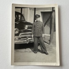 Vintage Photograph Japanese Man Uniform USA Car Driver Occupational Japan picture