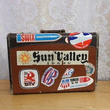 McBrine Baggage Vintage Suitcase Sun Valley 1970s Ski Team Travel Stickers READ picture
