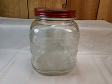 Vintage Large Square Clear Glass Vacuum Packed Coffee Jar picture