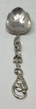 Vintage 800 Sterling Silver Teaspoon with Gapes & Leaves Handle 5