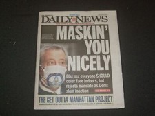 2021 AUGUST 3 NEW YORK DAILY NEWS NEWSPAPER - DE BLASIO: MASKIN' YOU NICELY picture