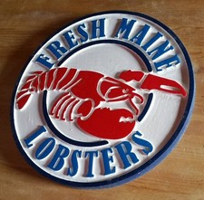 Fresh Maine Lobster Tiki Bar wood 3D routed Island Beach Bar Sign picture