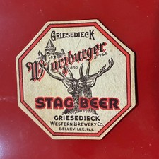 Extremely rare mid 1930's Octagonal beer coaster; Griesidieck Western Brew Co picture