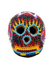 Small Huichol Beaded Skull Day of the Dead Mexican Folk Art 2.5” Long picture