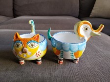 Vintage DeSimone Italy Cat And Elephant Pottery Italian Handpainted Ceramic RARE picture