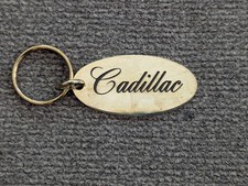 Vintage Solid Brass Cadillac Script Promotion Key Fob Chain 1970s 1980s picture