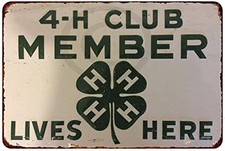 4-H Member Lives Here Vintage Garage Tin Metal Signs Home Décor 8x12 picture