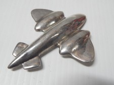 XLRG ART DECO VINTAGE MEXICAN STERLING SILVER AIRPLANE PLANE AVIATION PIN A+++++ picture
