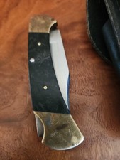 Vtg 70's Buck 112 Ranger Folding Pocket Knife W/Sheath USA EUC picture